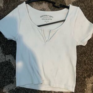 Aeropostale White Crop Fitted T-Shirt